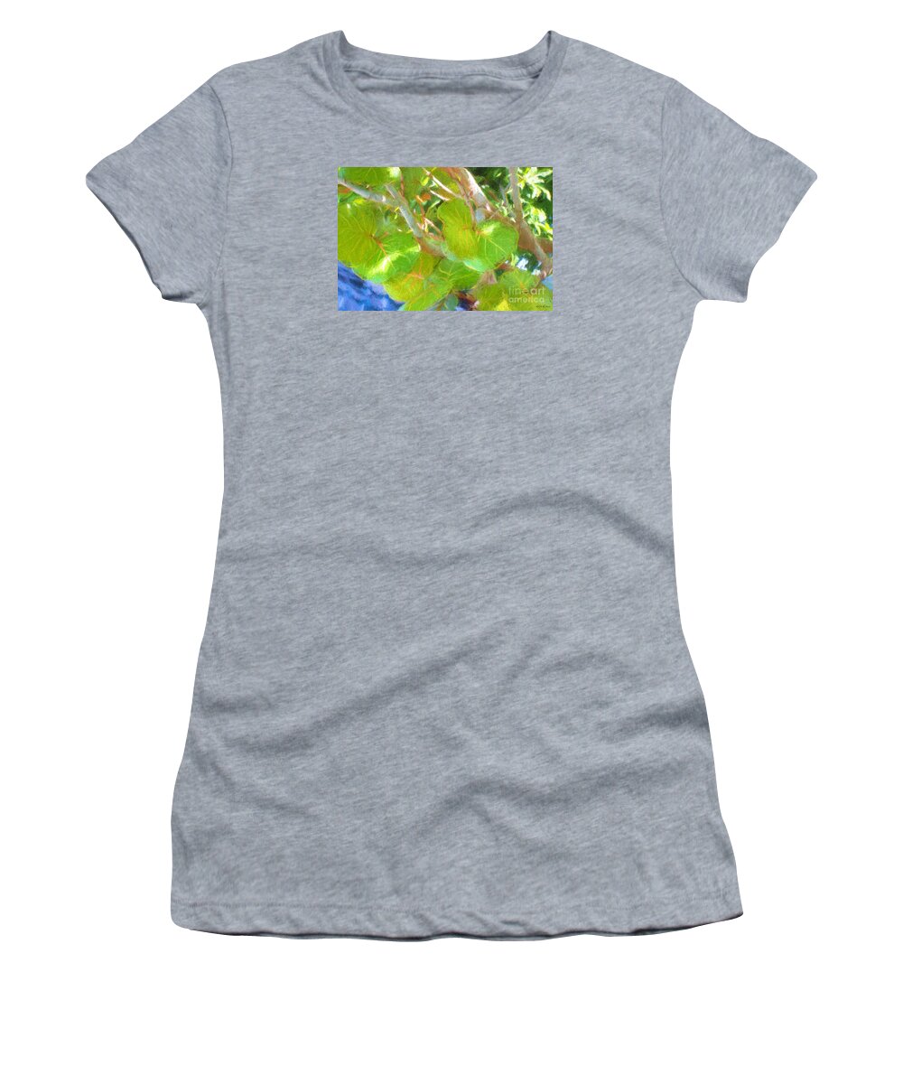 Tropical Women's T-Shirt featuring the digital art Tropical leaves by Linda Olsen