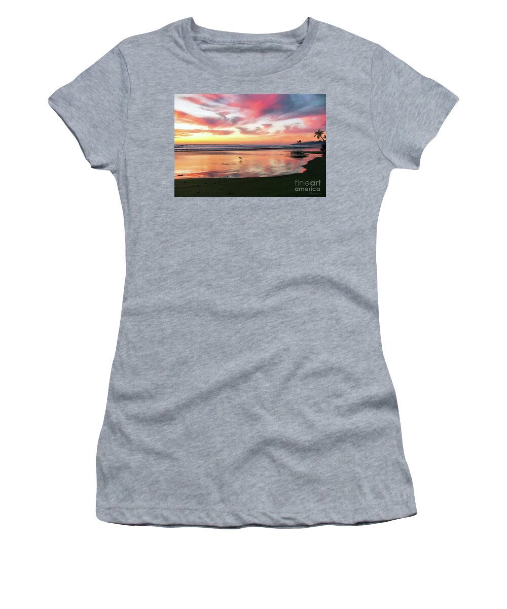 Seascape Sunsets Women's T-Shirt featuring the photograph Tropical Sunset Island Bliss Seascape C8 by Ricardos Creations