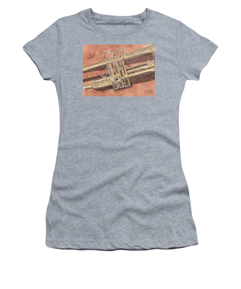 Trumpet Women's T-Shirt featuring the painting Trumpet by Ken Powers