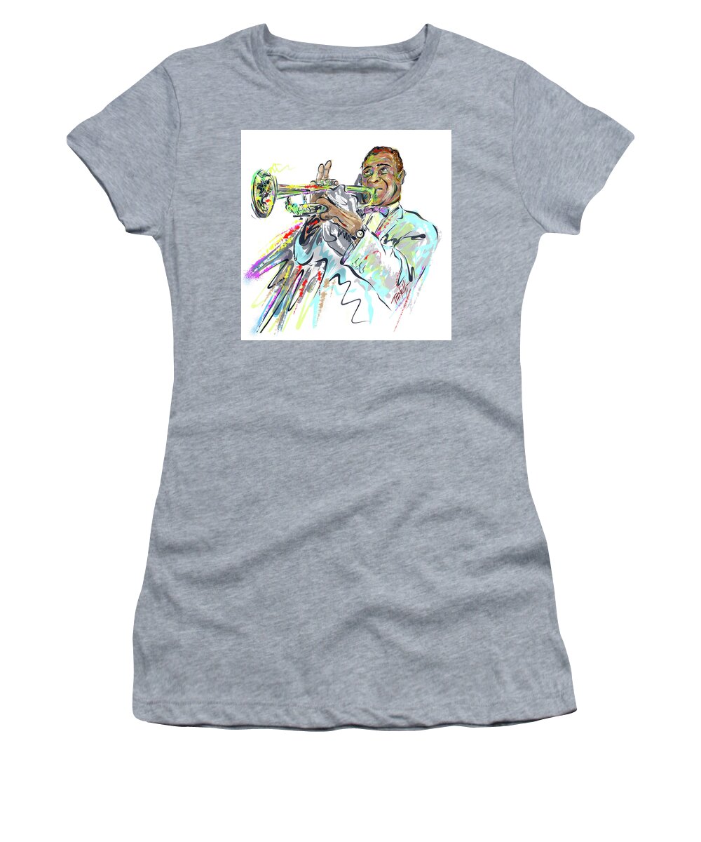 The New Yorker. Satchmo Women's T-Shirt featuring the mixed media Louis Armstrong by Mark Tonelli