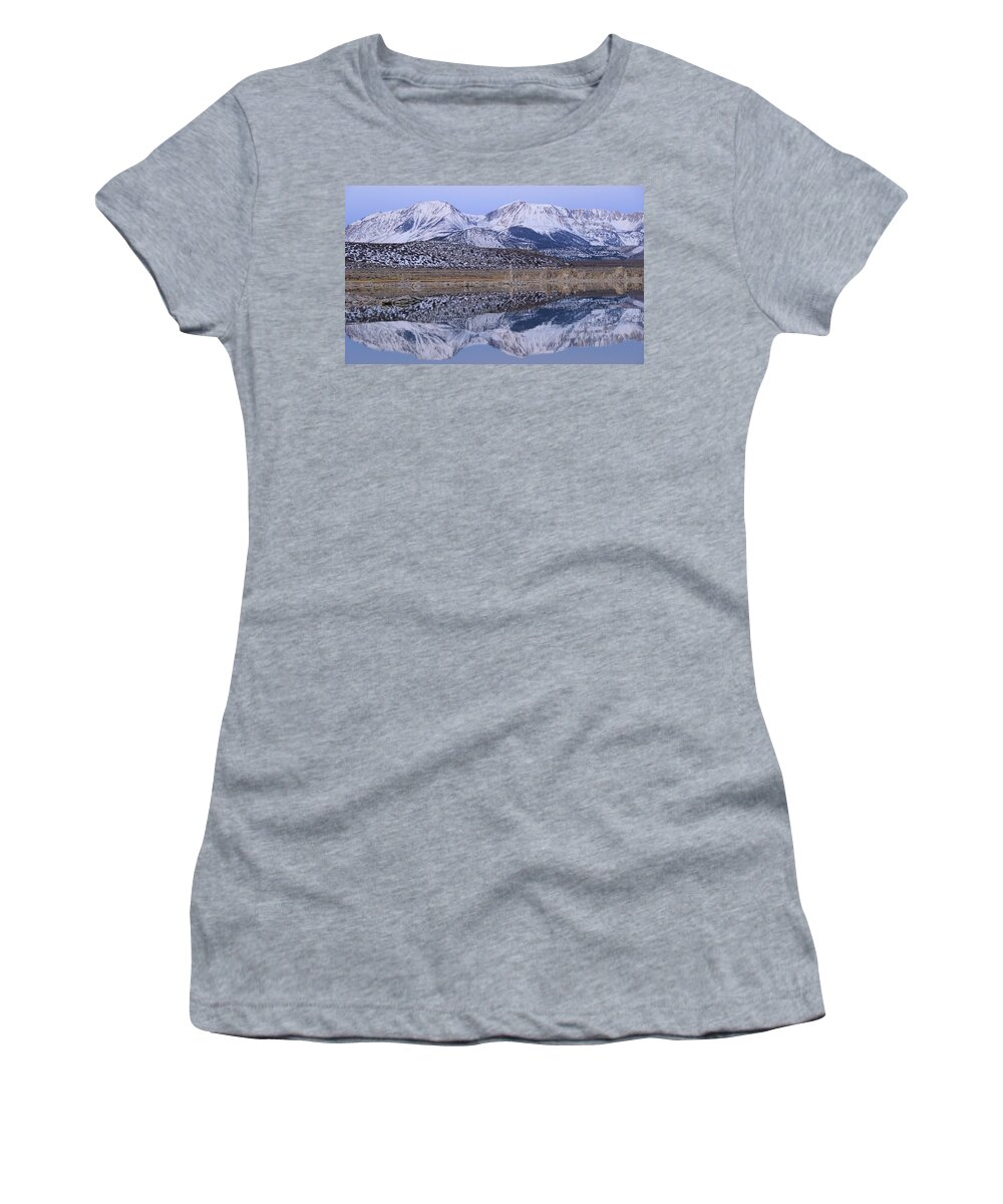 Sunrise Women's T-Shirt featuring the photograph Tufa Dawn Winter Dreamscape by Sean Sarsfield