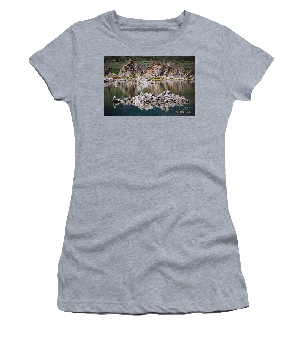 Mono Lake Women's T-Shirt featuring the photograph Tuffa Reflection 2 by Anthony Michael Bonafede