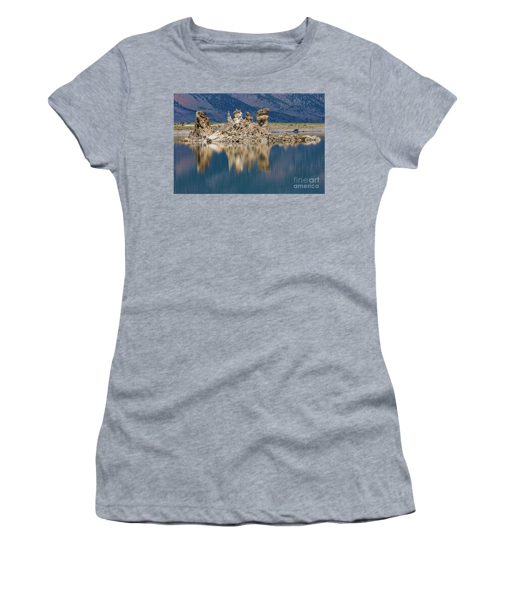 Mono Lake Women's T-Shirt featuring the photograph Tuffa Reflection by Anthony Michael Bonafede