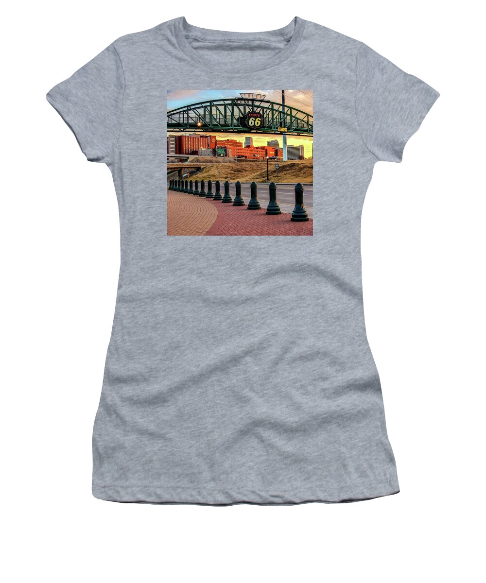 Route 66 Women's T-Shirt featuring the photograph Tulsa Route 66 - Cyrus Avery Plaza - Square Art by Gregory Ballos
