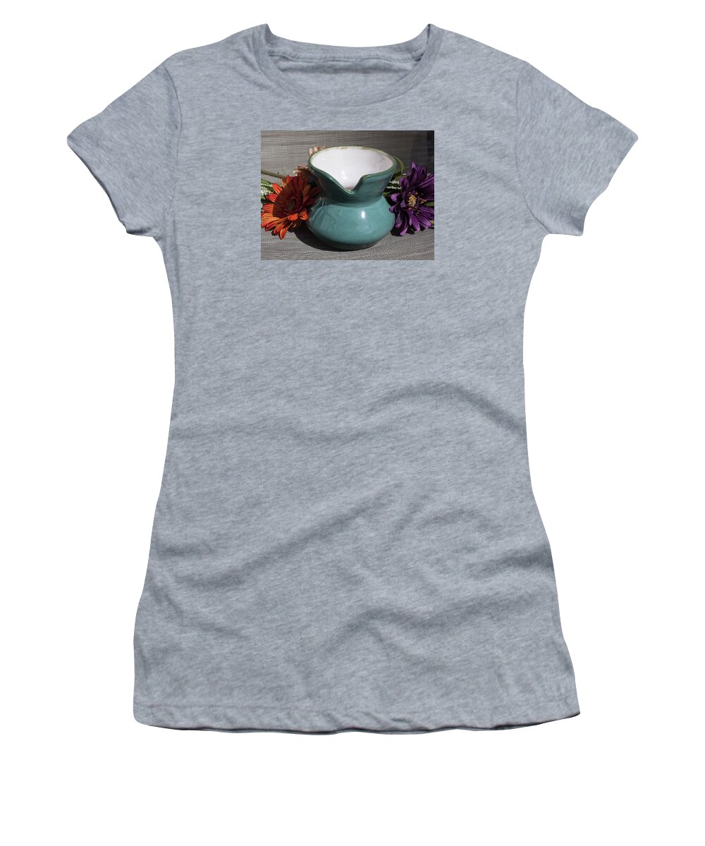 Ceramic Women's T-Shirt featuring the ceramic art Turquoise Post Modern Vessel by Suzanne Gaff