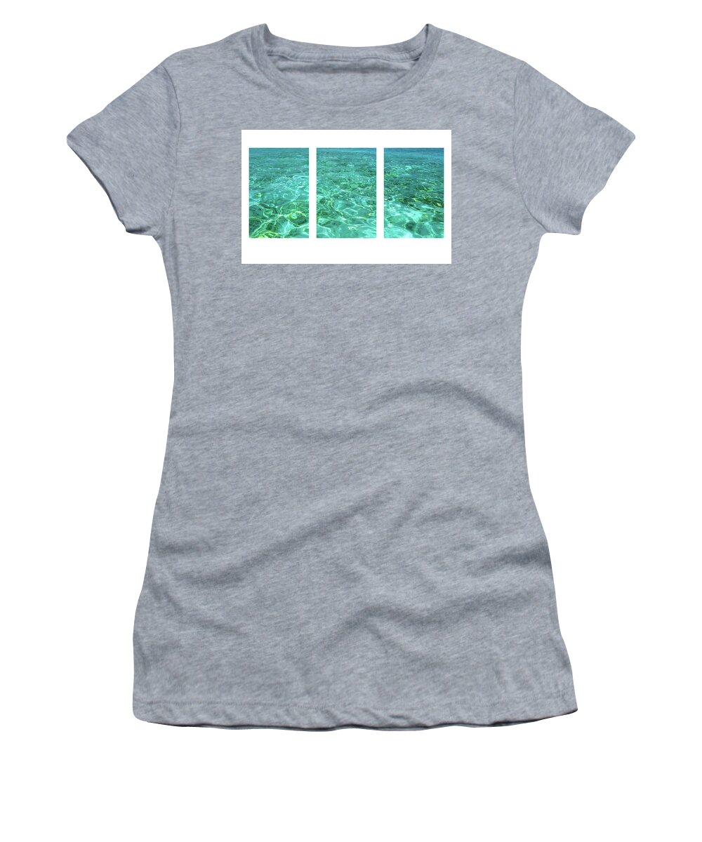 Jenny Rainbow Fine Art Photography Women's T-Shirt featuring the photograph Turquoise Temptation Triptych by Jenny Rainbow