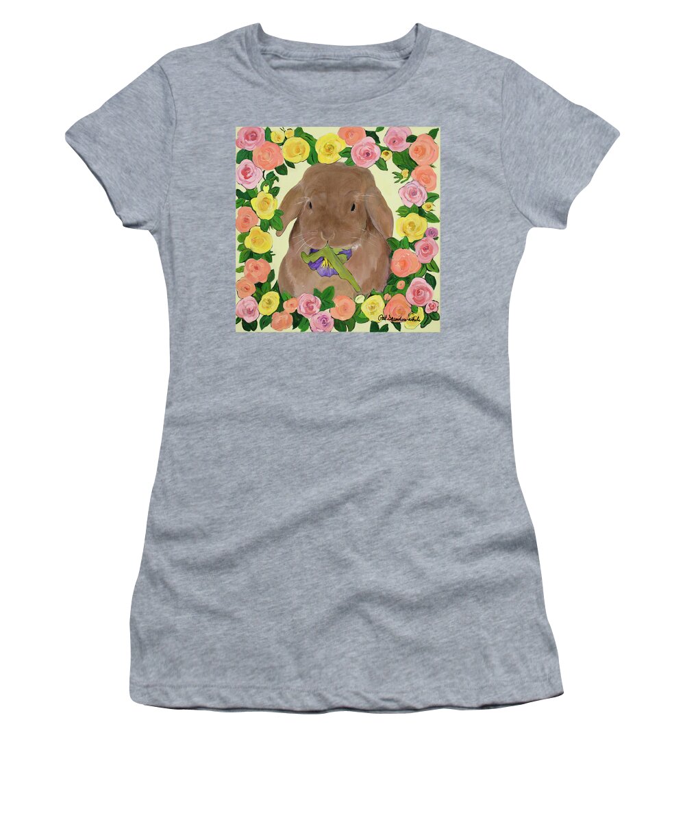 Rabbits Women's T-Shirt featuring the painting Tweakie by Pat Saunders-White