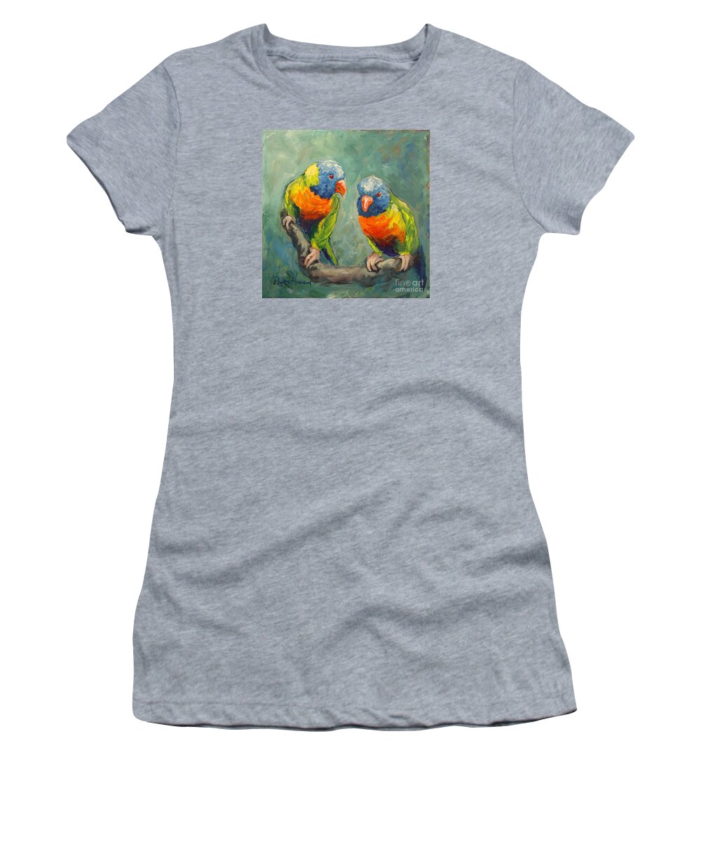 Birds Women's T-Shirt featuring the painting Tweeting by Phyllis Howard