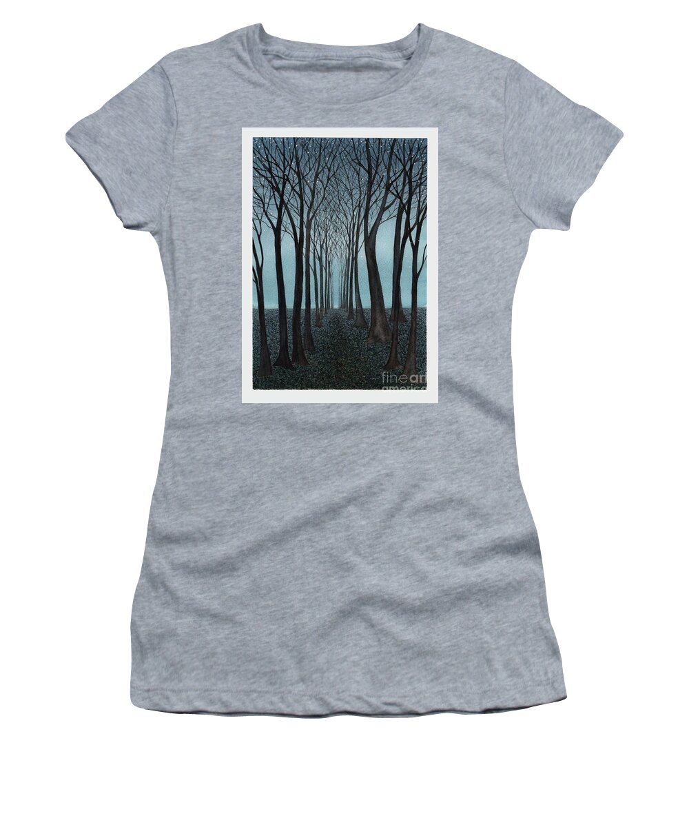 Fantasy Women's T-Shirt featuring the painting Twilight Forest by Hilda Wagner