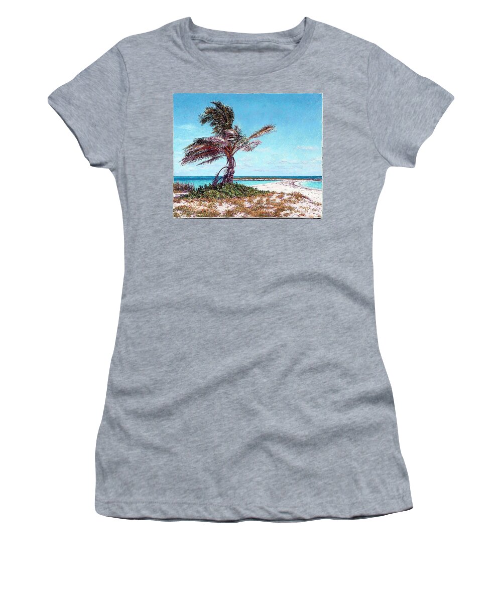 Eddie Women's T-Shirt featuring the painting Twin Cove Palm by Eddie Minnis