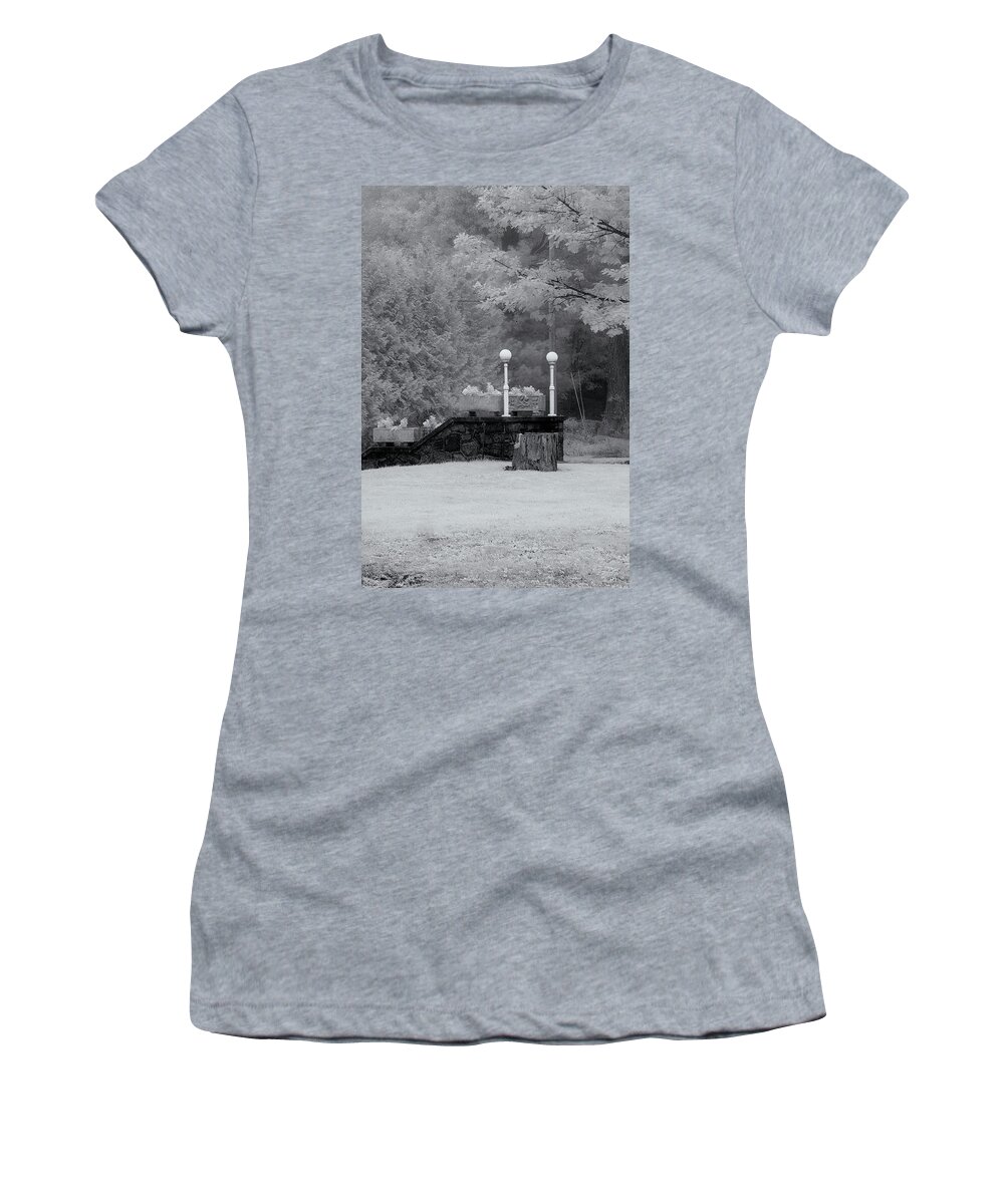 St Lawrence Seaway Women's T-Shirt featuring the photograph Two Lamp Posts by Tom Singleton