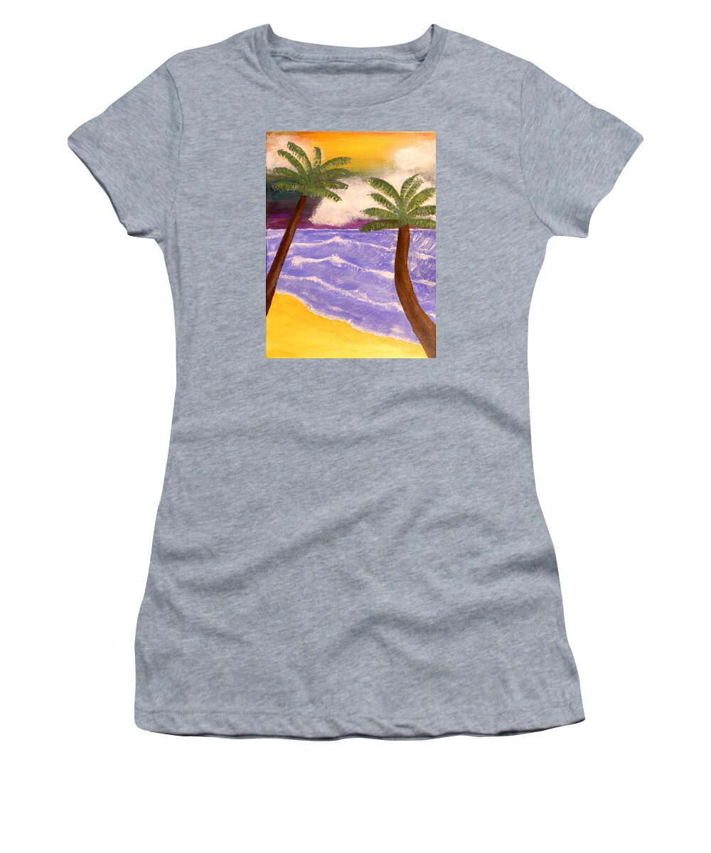 Seascape Women's T-Shirt featuring the painting Two Palms by David Stasiak