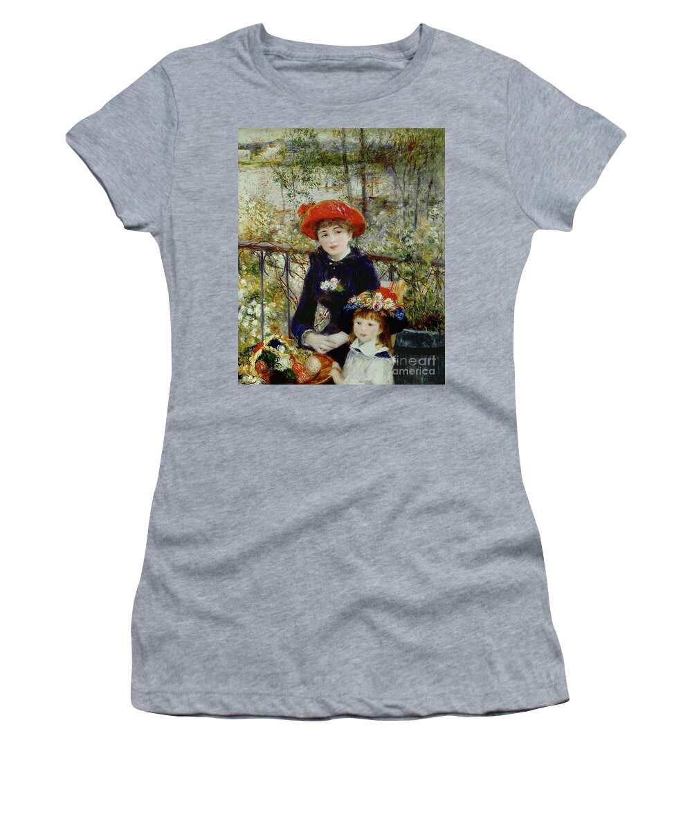 Two Women's T-Shirt featuring the painting Two Sisters by Pierre Auguste Renoir