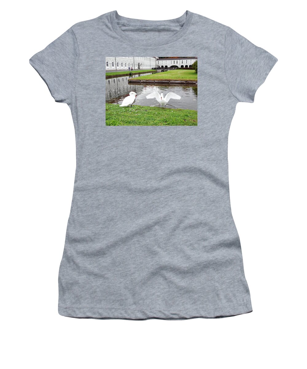 Swan Women's T-Shirt featuring the photograph Two Swans by Pema Hou