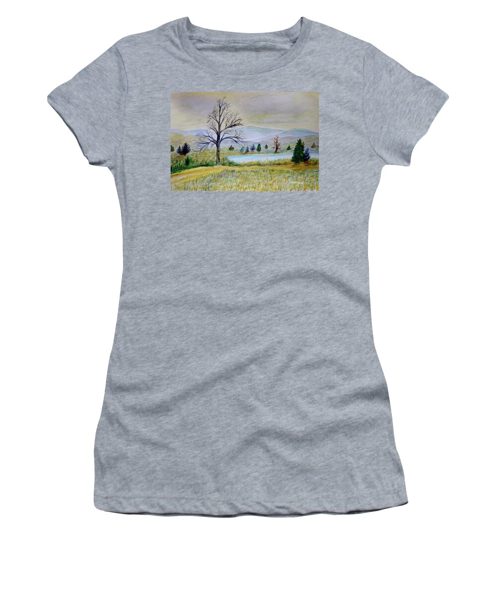 Country Women's T-Shirt featuring the painting Two Tracking by Dick Bourgault