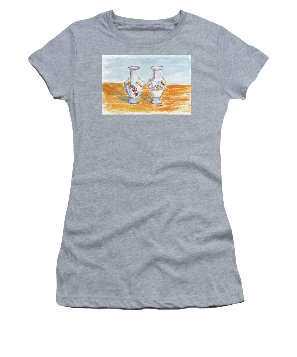 One Vase Women's T-Shirt featuring the painting Two-View Vase by Julie Maas