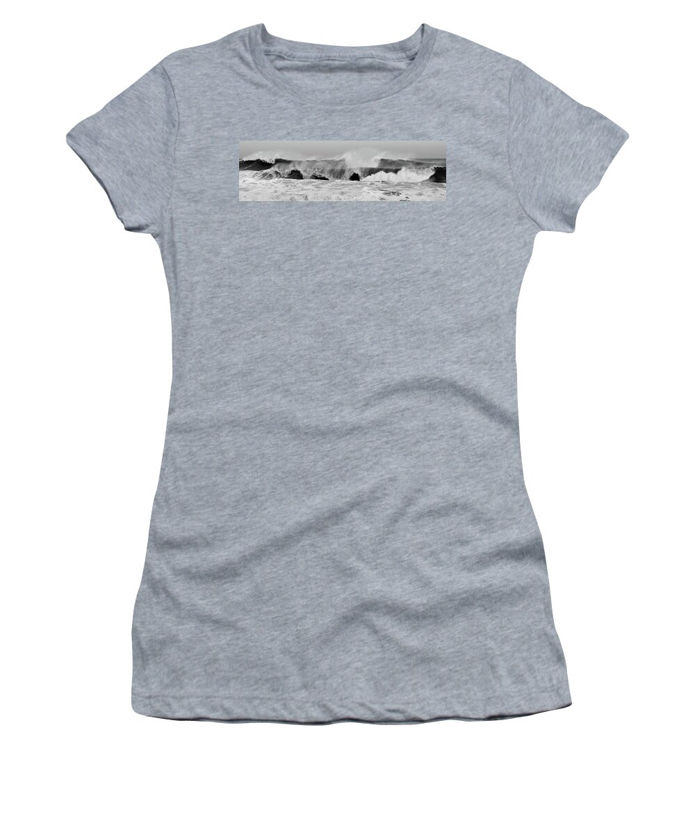 Jersey Shore Women's T-Shirt featuring the photograph Two Waves Are Better Than One - Jersey Shore by Angie Tirado
