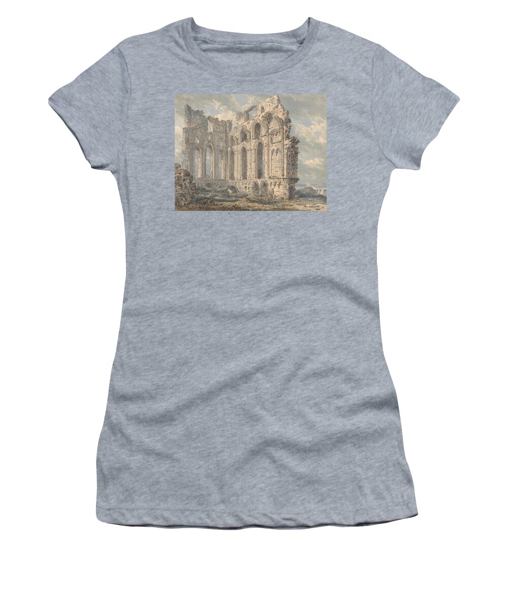 Thomas Girtin Women's T-Shirt featuring the painting Tynemouth Priory, Northumberland by Thomas Girtin
