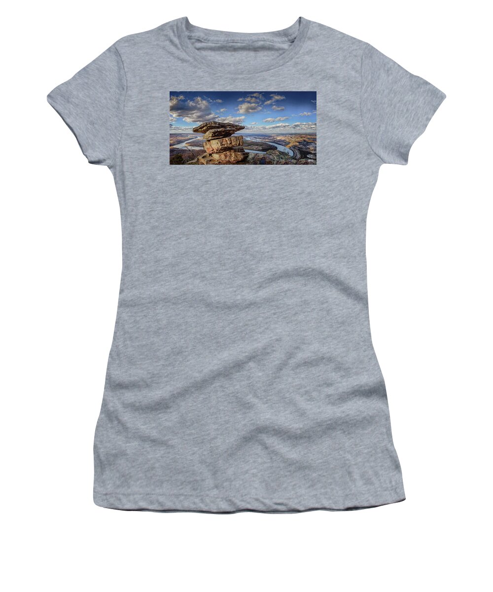 Moccasin Bend Women's T-Shirt featuring the photograph Umbrella Rock Overlooking Moccasin Bend by Steven Llorca