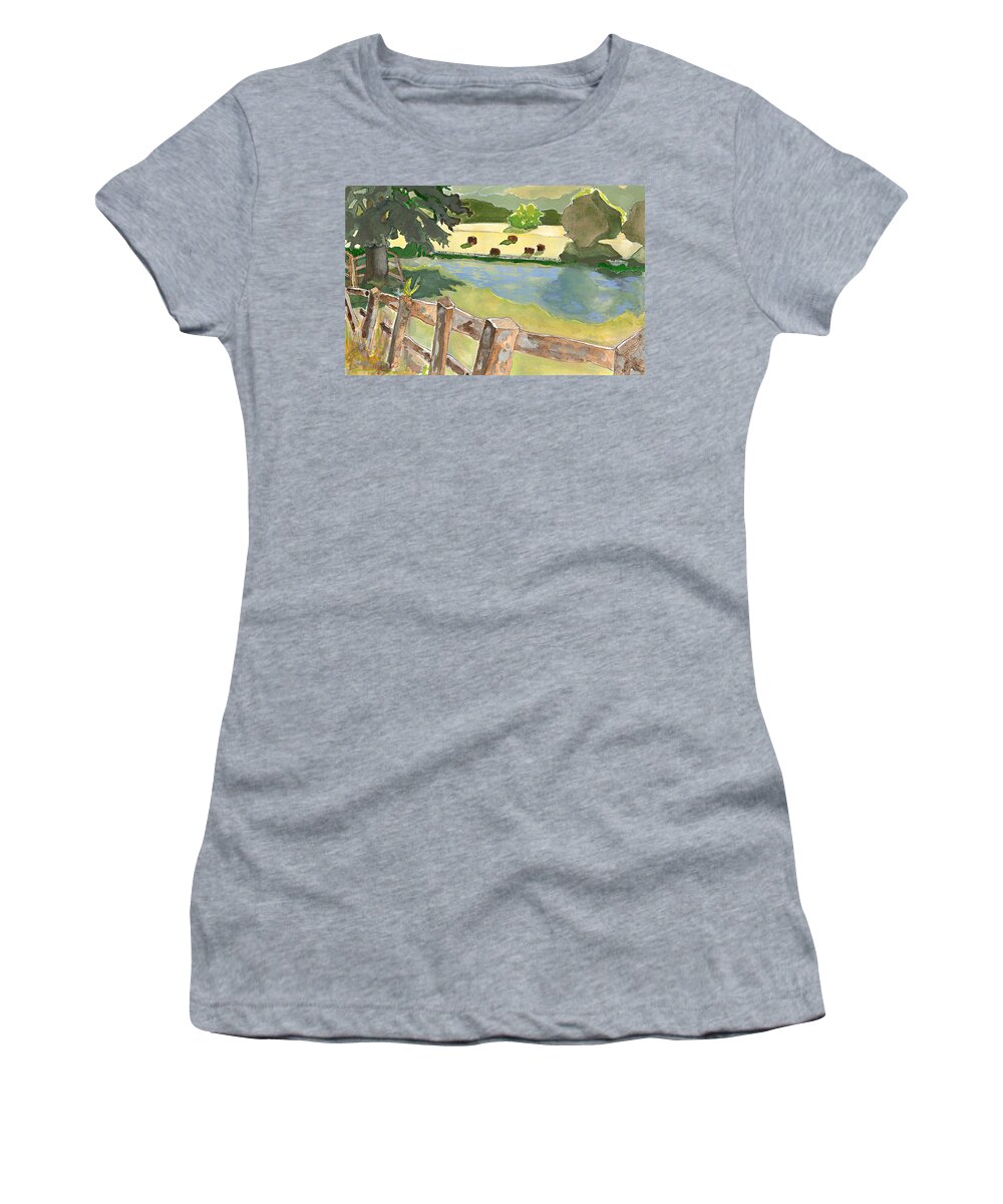 Italian Landscape Women's T-Shirt featuring the painting Umbrian Daydream by Joan Cordell