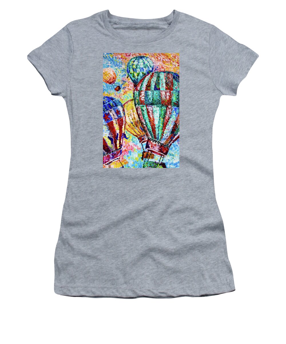 Hot Air Balloon Women's T-Shirt featuring the painting Up by Colleen Kammerer
