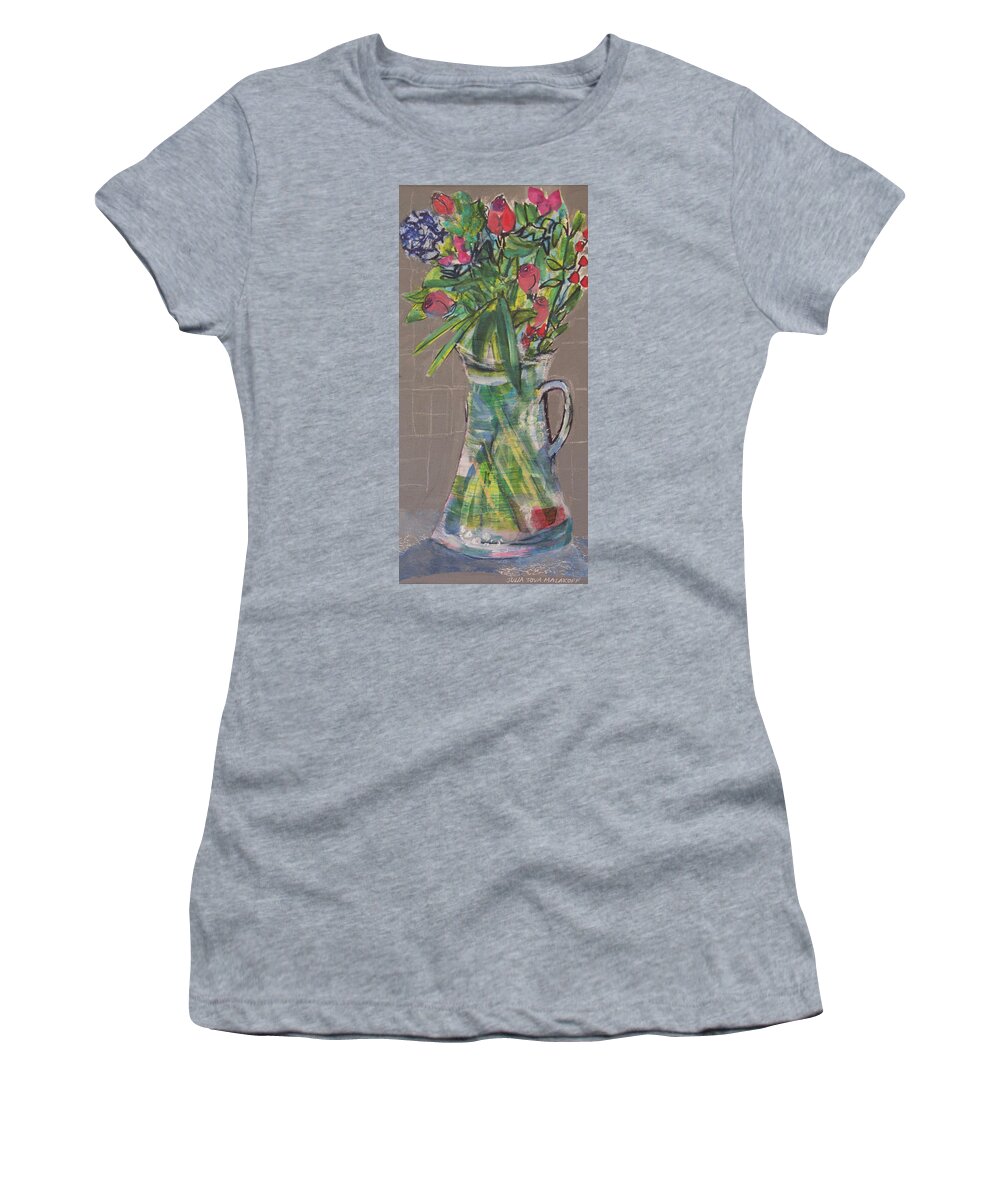 Valentine Women's T-Shirt featuring the mixed media Valentine Rose by Julia Malakoff