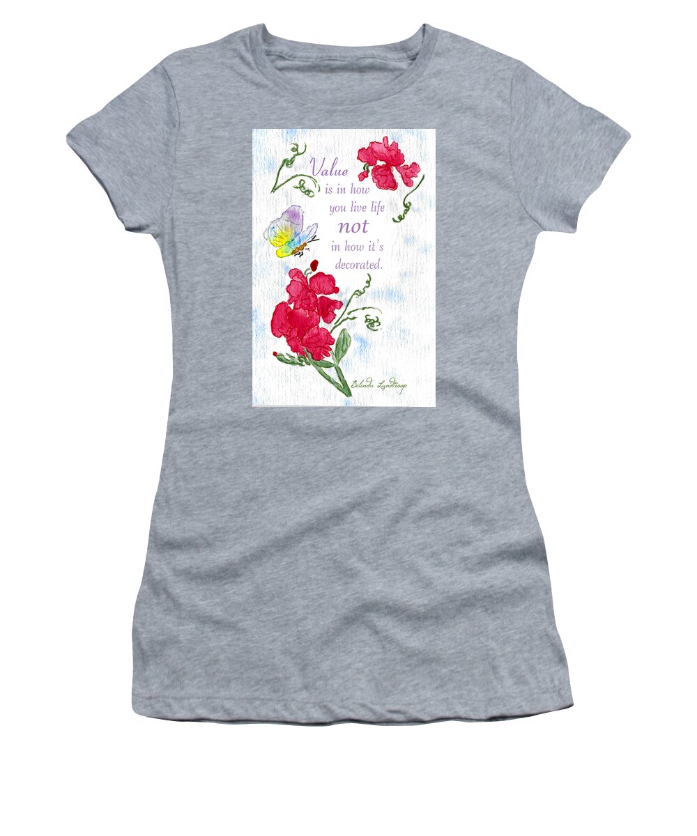 Quote Women's T-Shirt featuring the painting Value by Belinda Landtroop