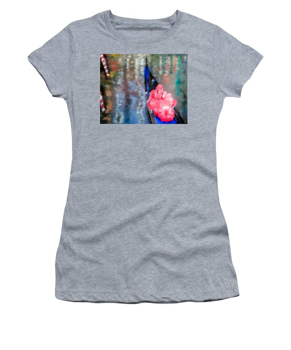 Italia Women's T-Shirt featuring the photograph Venice Carnival. Masked Woman in a Gondola by Juan Carlos Ferro Duque