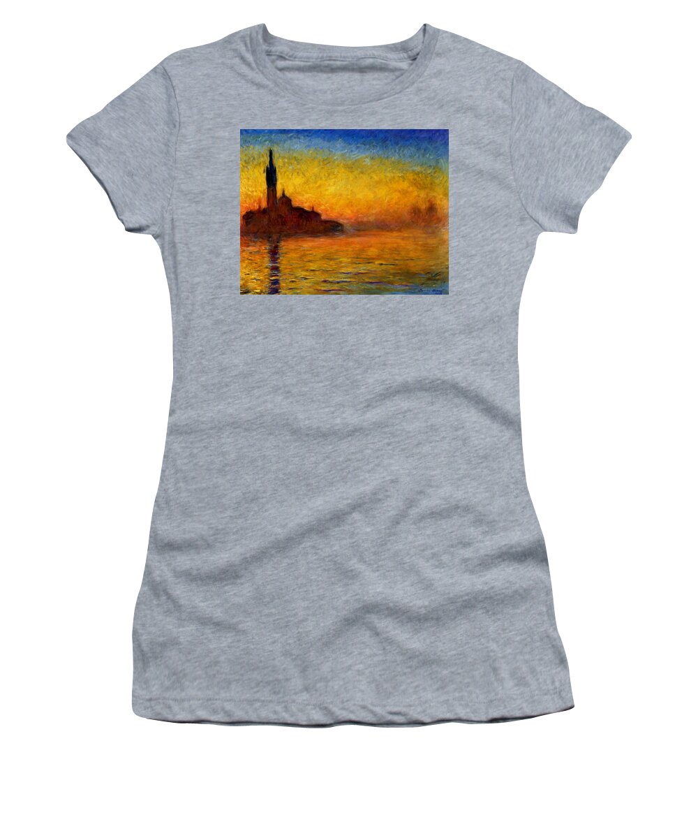Claude Monet Women's T-Shirt featuring the painting Venice Twilight by Claude Monet