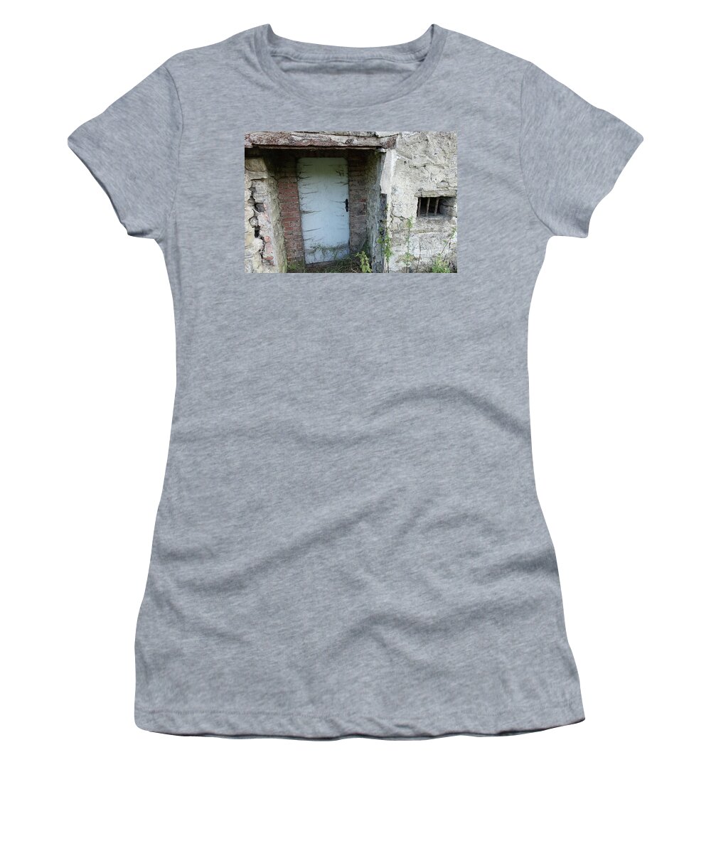 Locked Women's T-Shirt featuring the photograph Very long locked door by Eva-Maria Di Bella