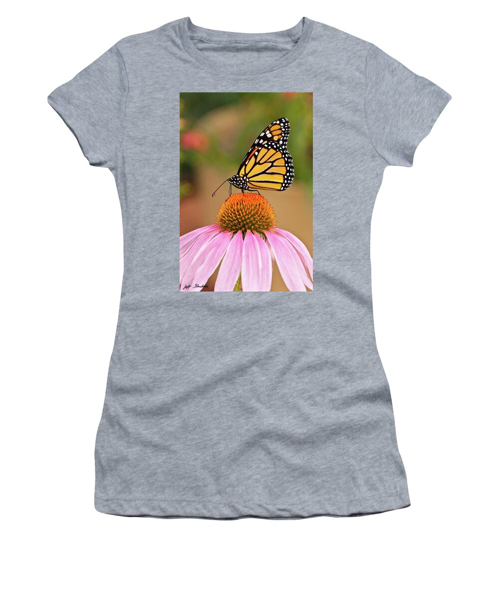 Animal Women's T-Shirt featuring the photograph Monarch Butterfly on a Purple Coneflower by Jeff Goulden