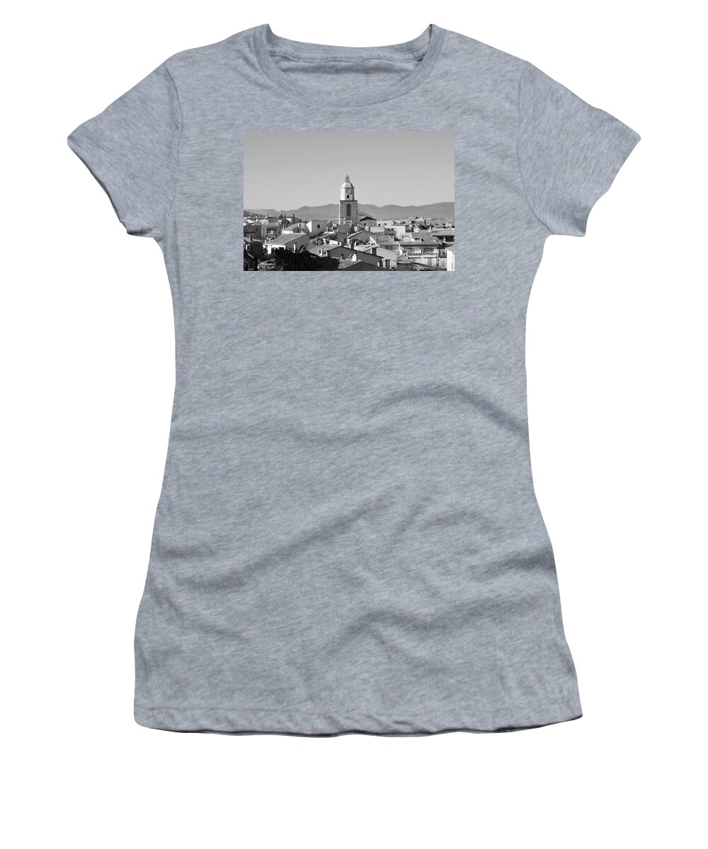Saint-tropez Women's T-Shirt featuring the photograph View of the village and the clocher of Saint-Tropez by Tom Vandenhende