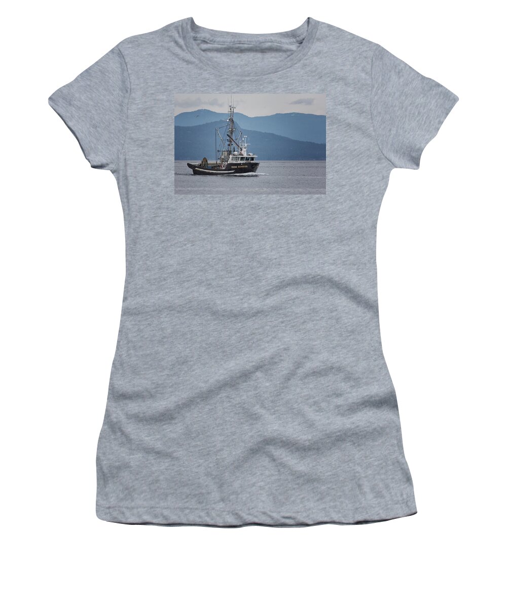 Viking Sunrise Women's T-Shirt featuring the photograph Viking Sunrise at NW Bay by Randy Hall