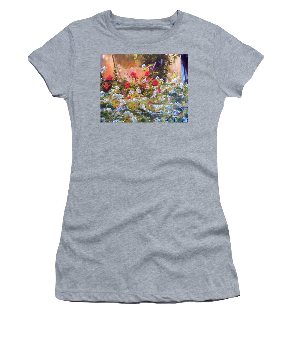  Women's T-Shirt featuring the painting Villefranche Blossums by Josef Kelly