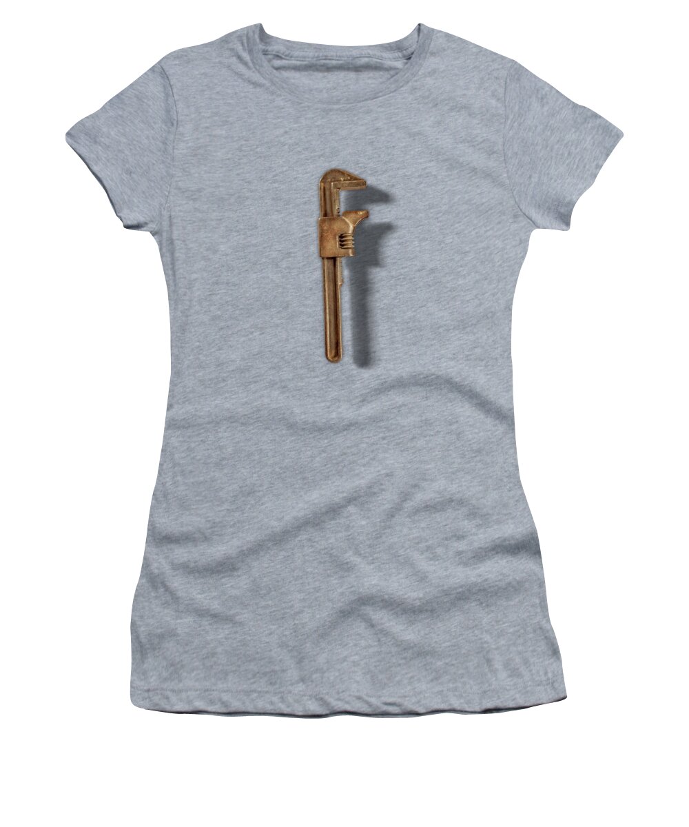 Adjustable Wrench Women's T-Shirt featuring the photograph Vintage Adjustable Wrench Backside Floating on White by YoPedro