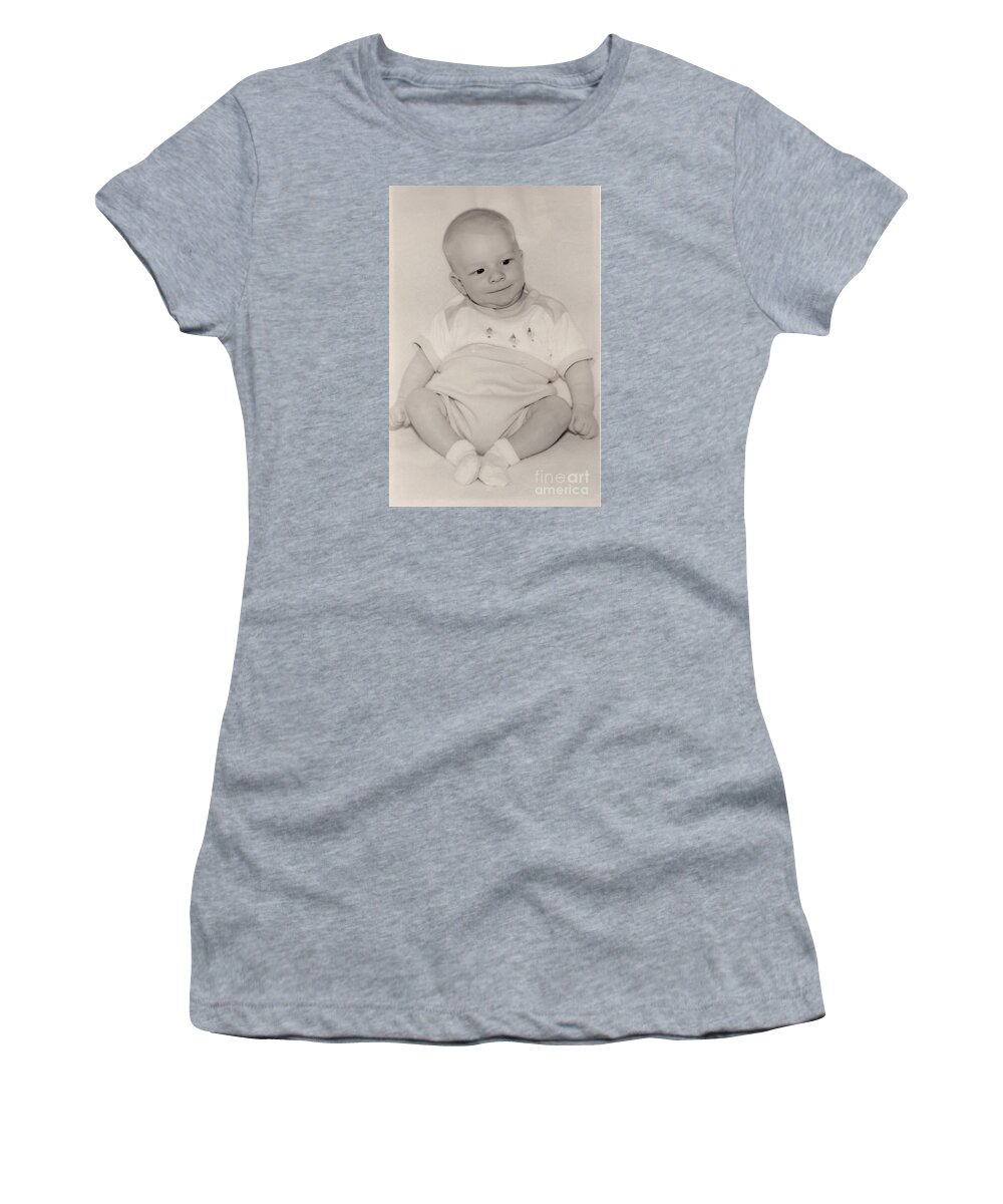 Vintage Women's T-Shirt featuring the photograph Vintage Baby Boy by Karen Foley