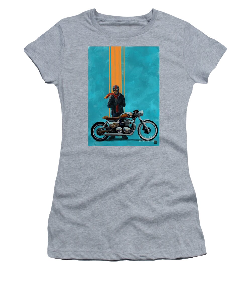 Cafe Racer Women's T-Shirt featuring the painting Vintage Cafe racer by Sassan Filsoof