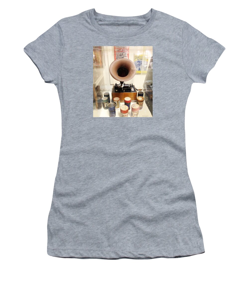 Edison Women's T-Shirt featuring the photograph Vintage Edison Cylinder Phonograph by Tom Conway