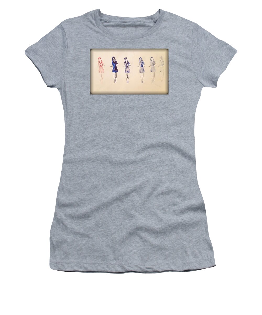 Vintage Women's T-Shirt featuring the photograph Vintage girls by Kat Couch