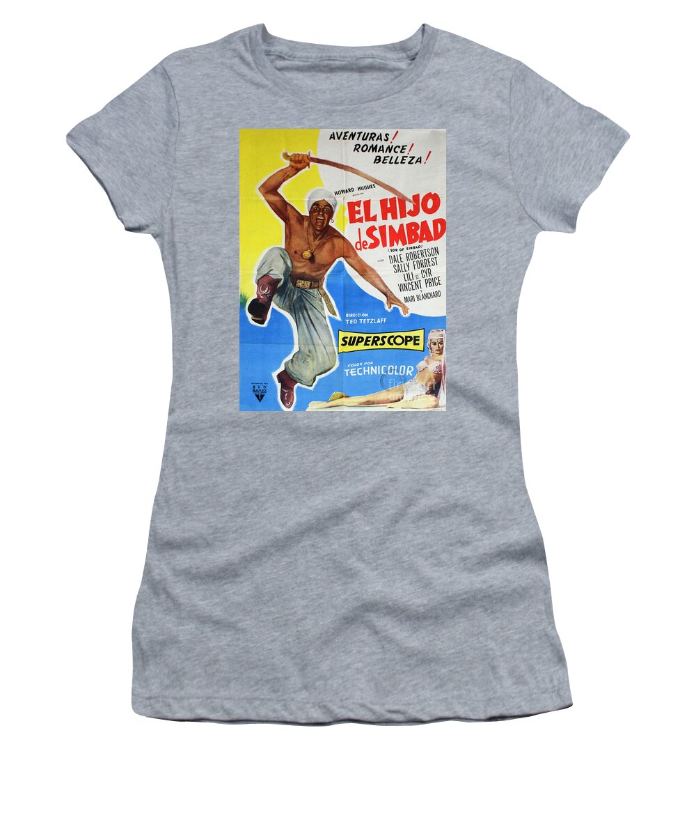 El Hijo De Simbad Women's T-Shirt featuring the photograph Vintage Movie Poster 5 by Bob Christopher