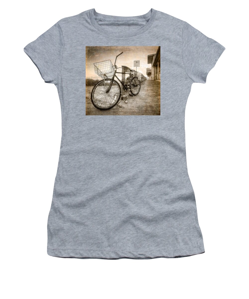 Clouds Women's T-Shirt featuring the photograph Vintage Ol' Bike by Debra and Dave Vanderlaan