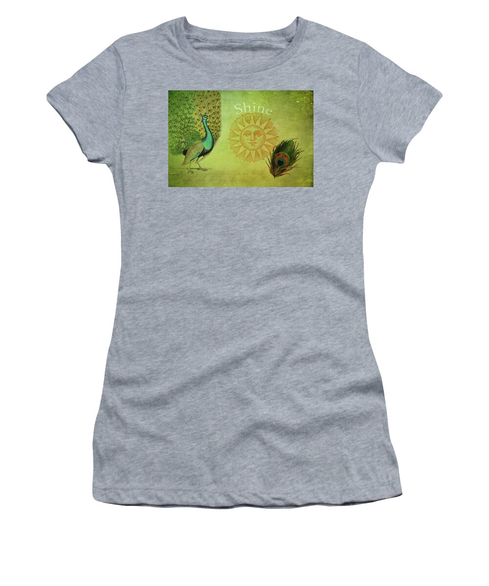 Vintage Women's T-Shirt featuring the digital art Vintage Peacock Art by Peggy Collins