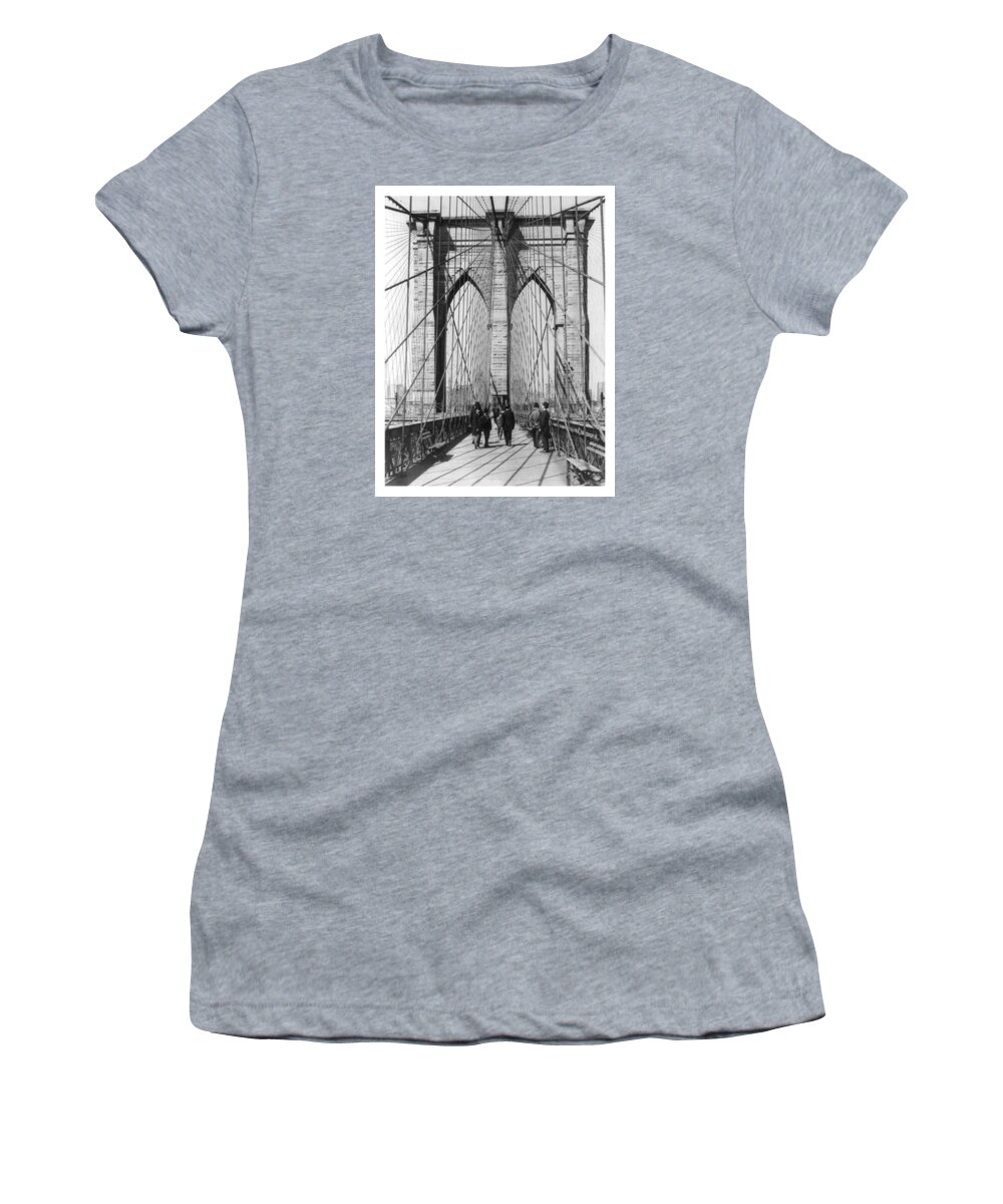 Vintage Women's T-Shirt featuring the photograph Vintage Photo Brooklyn Bridge by Karla Beatty