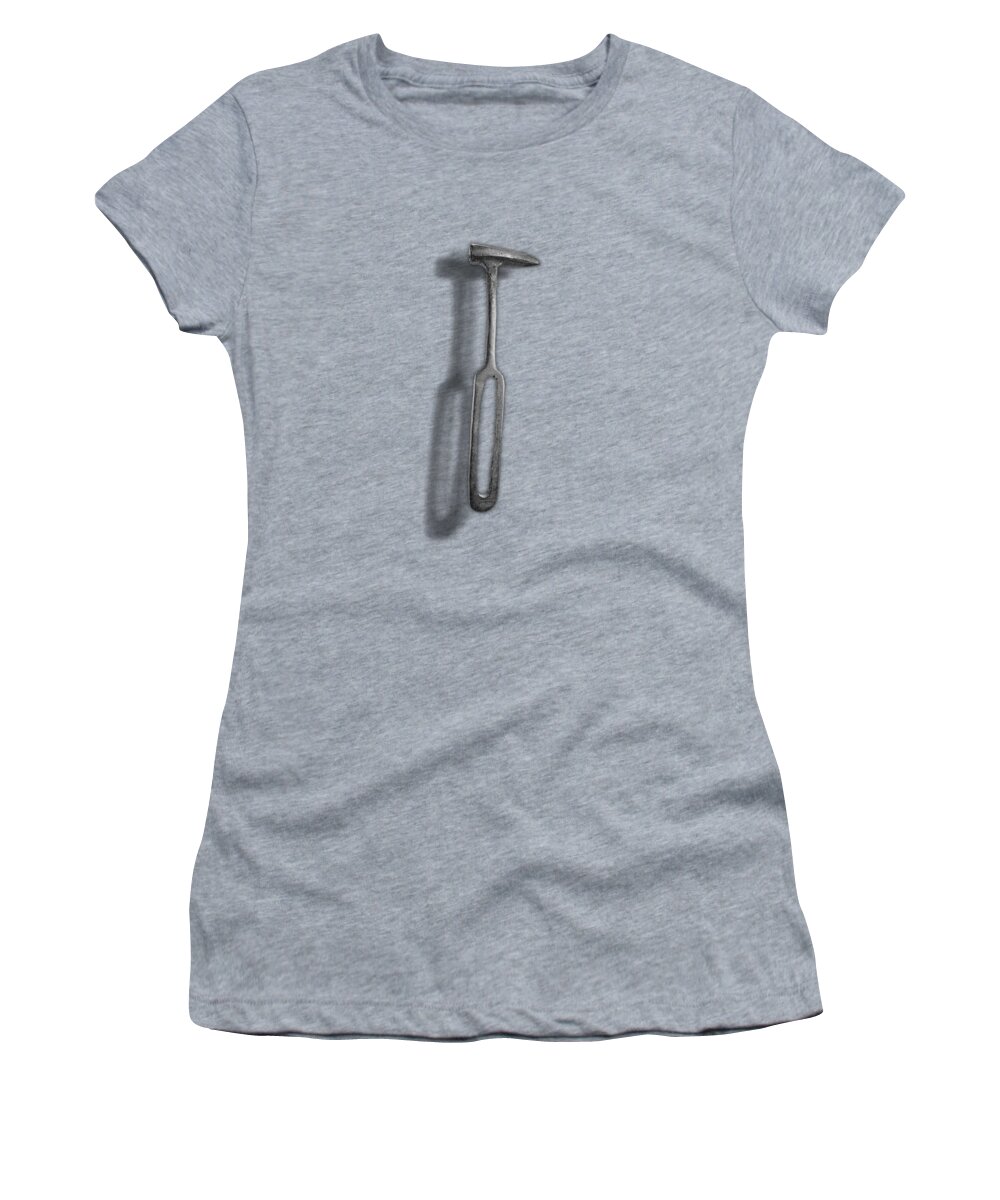 Vintage Hammer Women's T-Shirt featuring the photograph Vintage Rustic Hammer Floating On White in Black and White by YoPedro