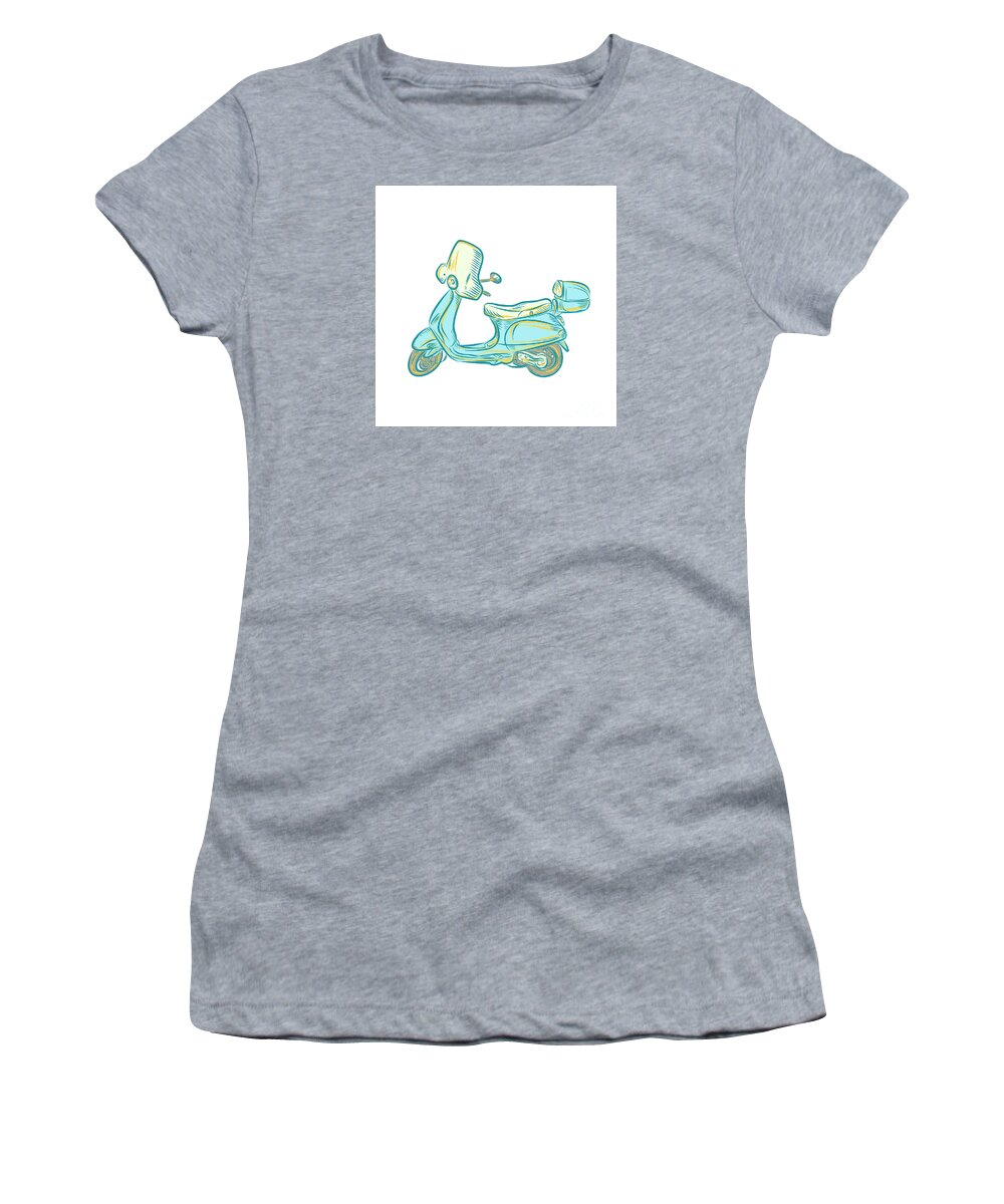 Etching Women's T-Shirt featuring the digital art Vintage Scooter Etching by Aloysius Patrimonio
