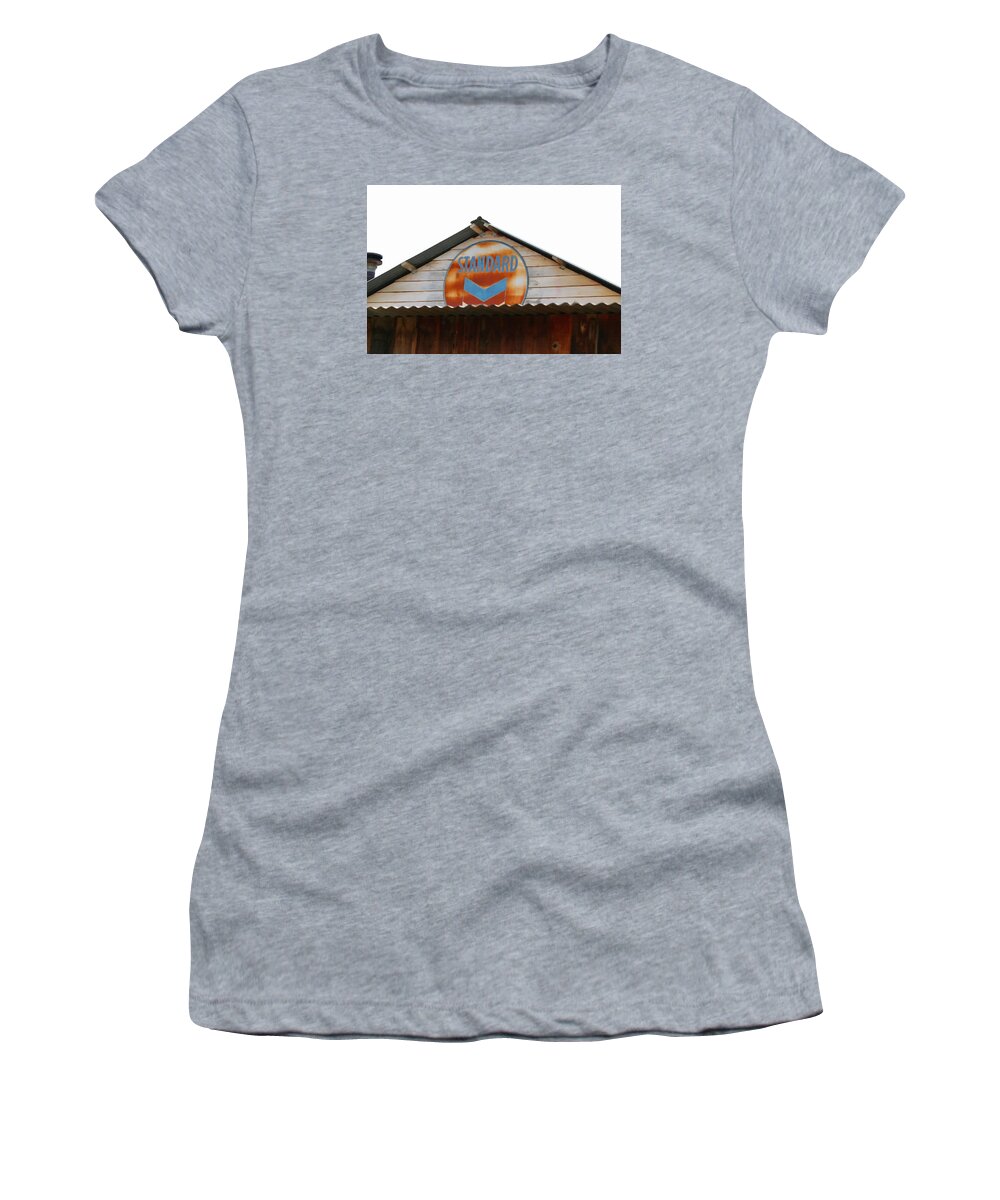 Standard Oil Women's T-Shirt featuring the photograph Vintage Standard Oil Sign by Art Block Collections