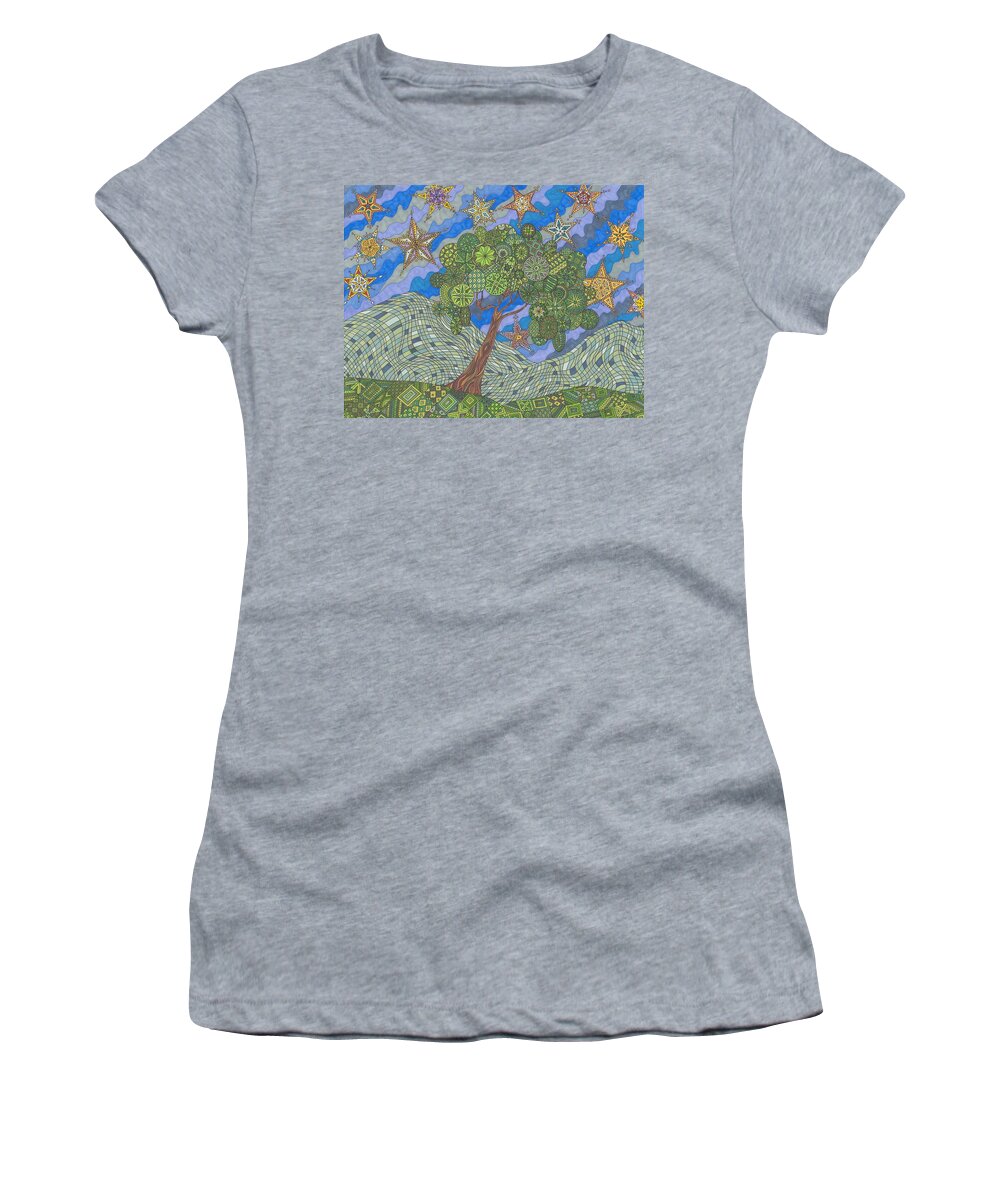 Landscape Women's T-Shirt featuring the drawing Virginia Quilts by Pamela Schiermeyer