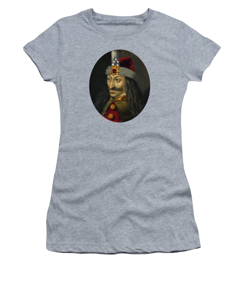 Vlad Dracula Women's T-Shirt featuring the painting Vlad the Impaler Portrait by War Is Hell Store