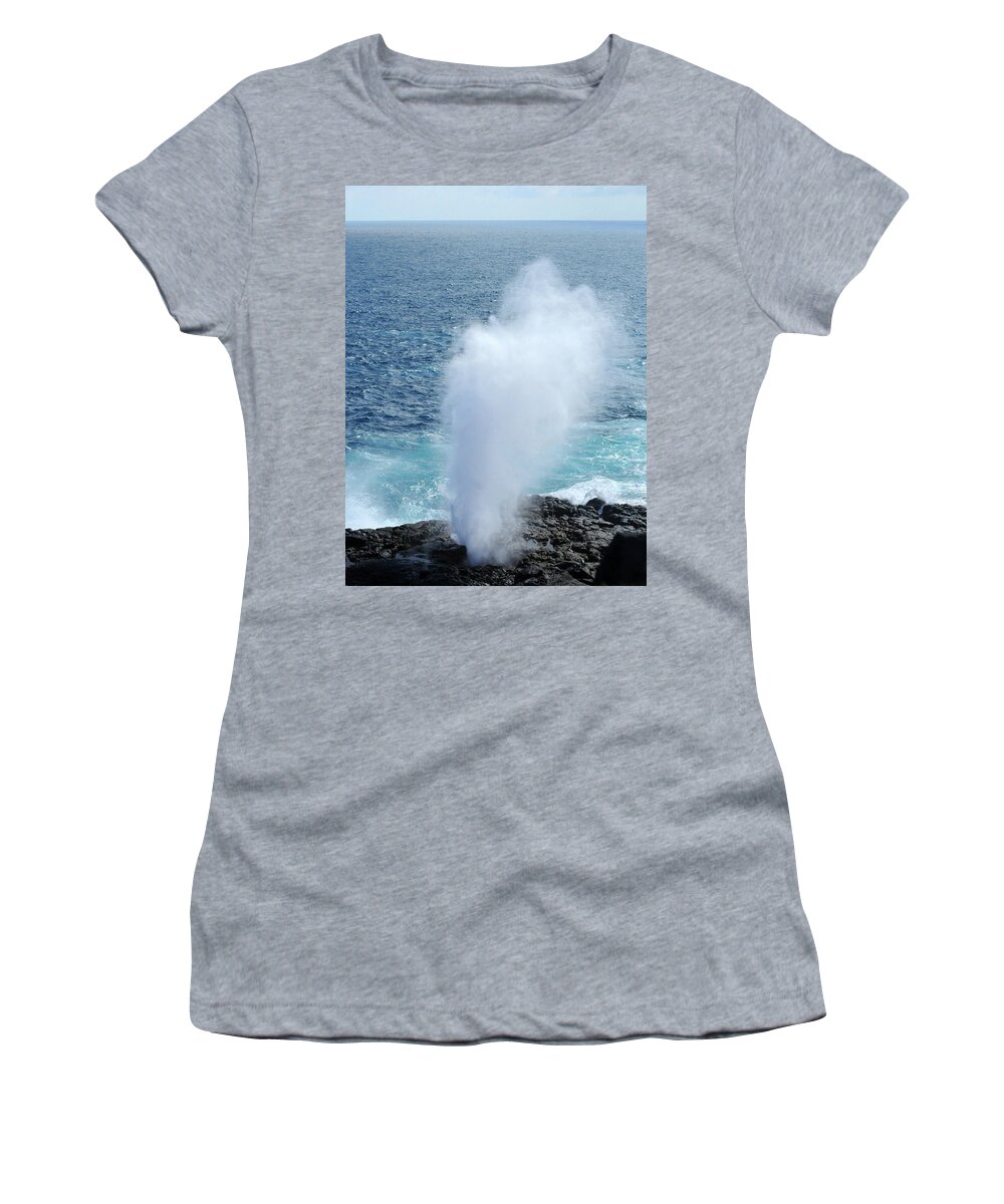 Blow Women's T-Shirt featuring the photograph Volcanic Rock Blowhole by Ted Keller