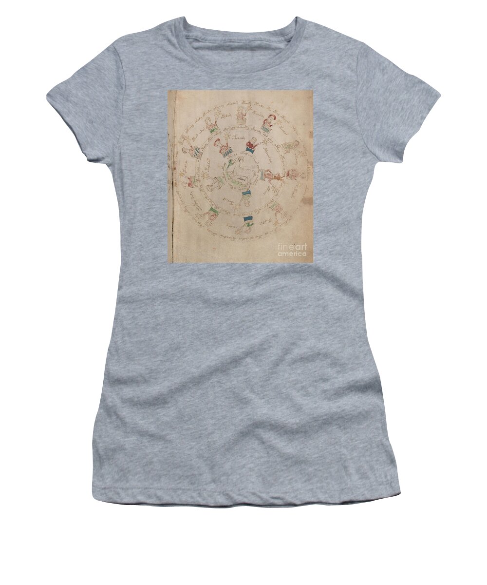 Astronomy Women's T-Shirt featuring the drawing Voynich Manuscript Astro Aries by Rick Bures